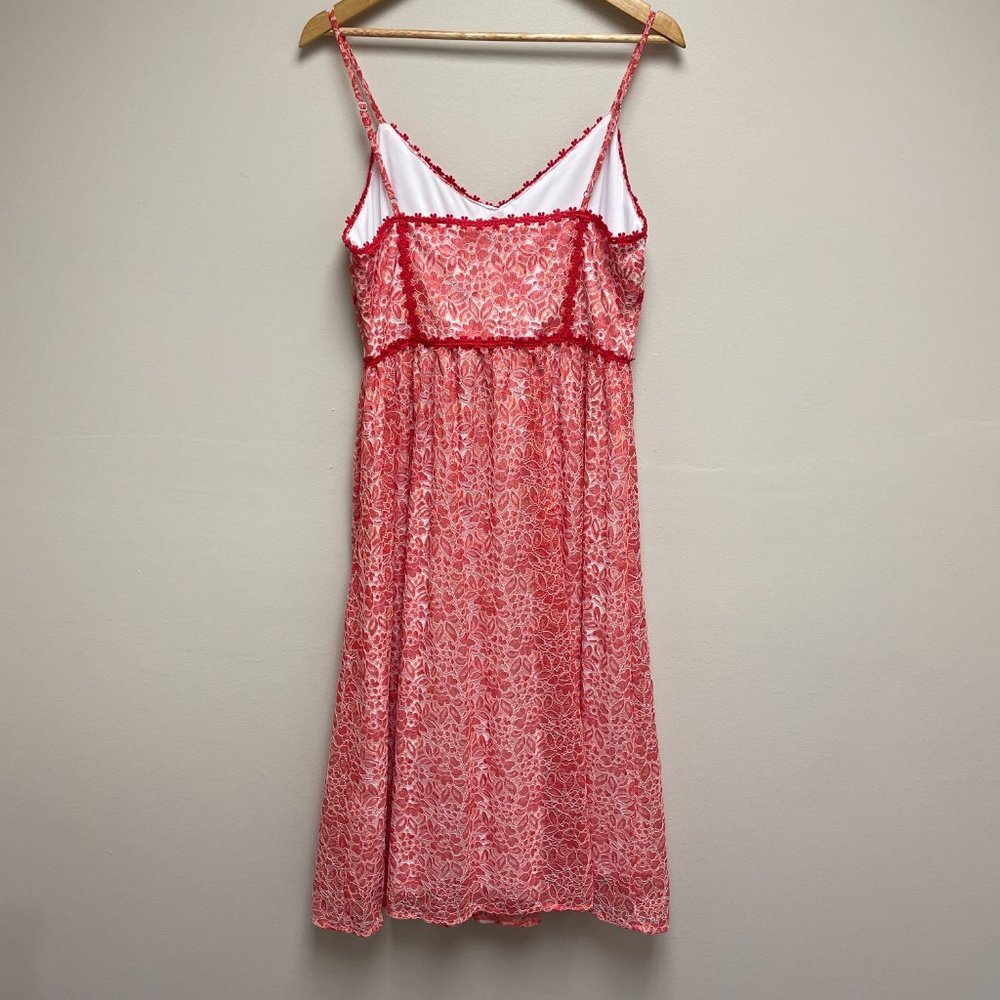 NSR Womens Coral Floral Trim Bustier Sleeveless Tank Lace Midi Dress Size Large - Picture 4 of 10
